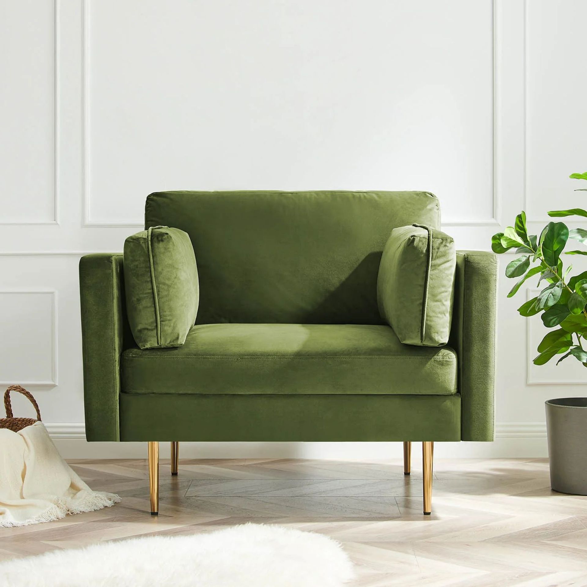 Pelham Moss Green Velvet Fabric Armchair. - ER30. RRP £439.99. Add a pop of rich colour to your - Image 2 of 2