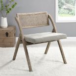 Bordon Natural Cane Rattan Folding Chair with Grey Upholstered Seat. -ER31. RRP £189.99. Made from