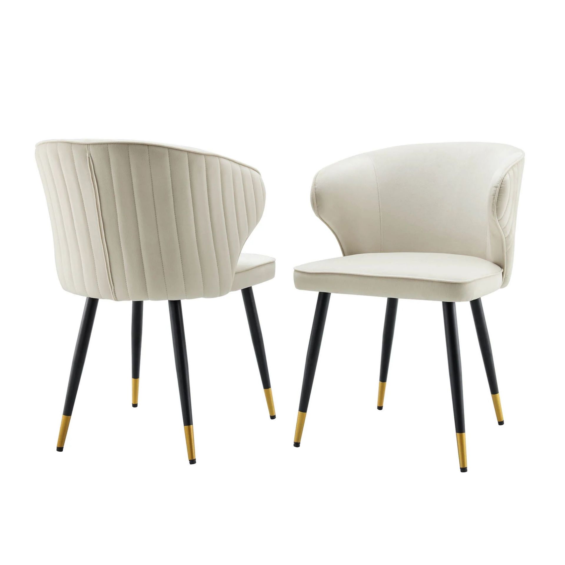 Langham Set of 2 Champagne Velvet Upholstered Carver Dining Chairs. - Er30. RRP £299.99. Our Langham - Image 2 of 2