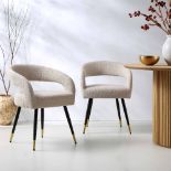 Laurel Wave Taupe Boucle Set of 2 Dining Chairs. - ER29. RRP £299.99. The curved cut out backrest