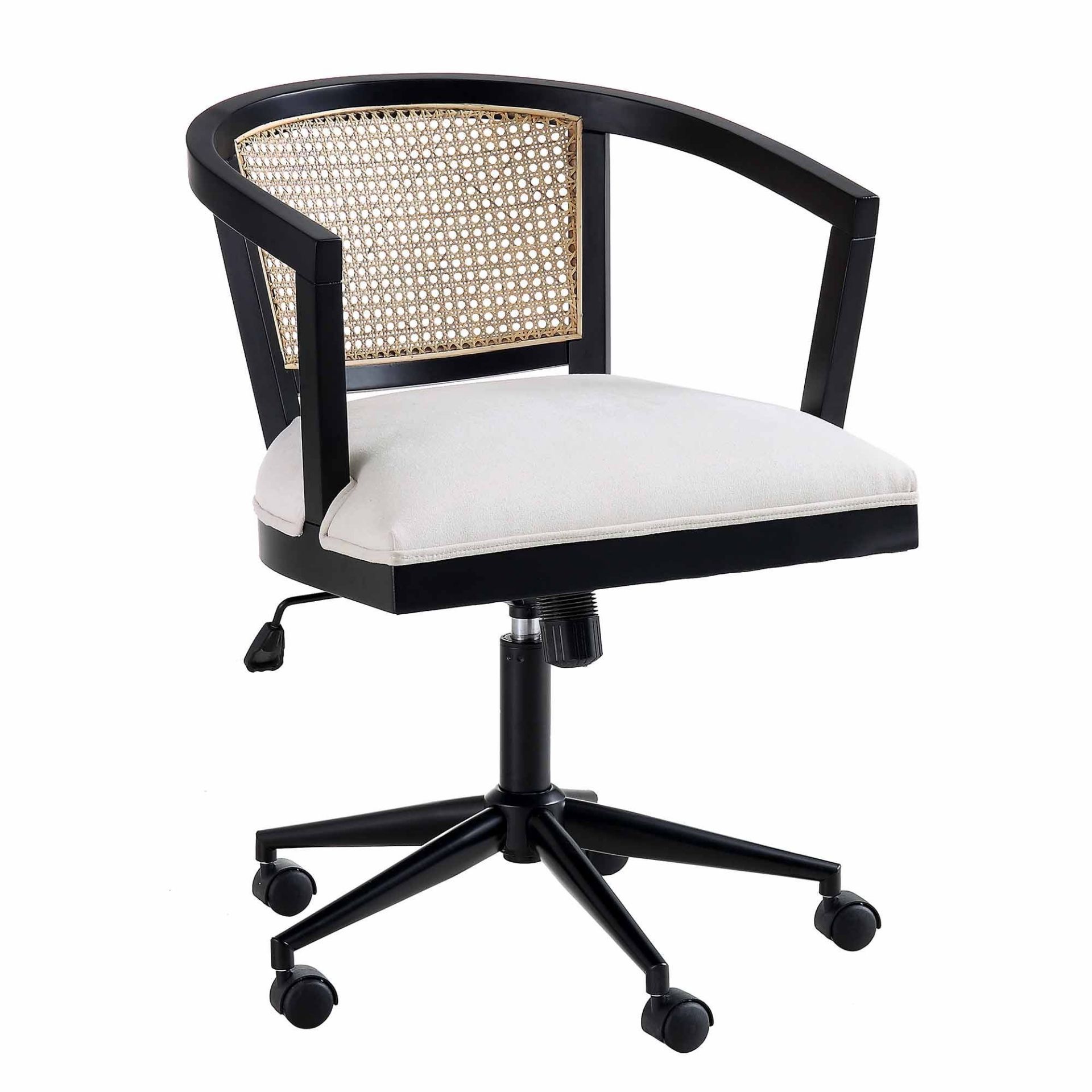 Lucia Natural Cane Swivel Desk Chair. - ER30. RRP £249.99. The chair frame is crafted from solid - Image 2 of 2