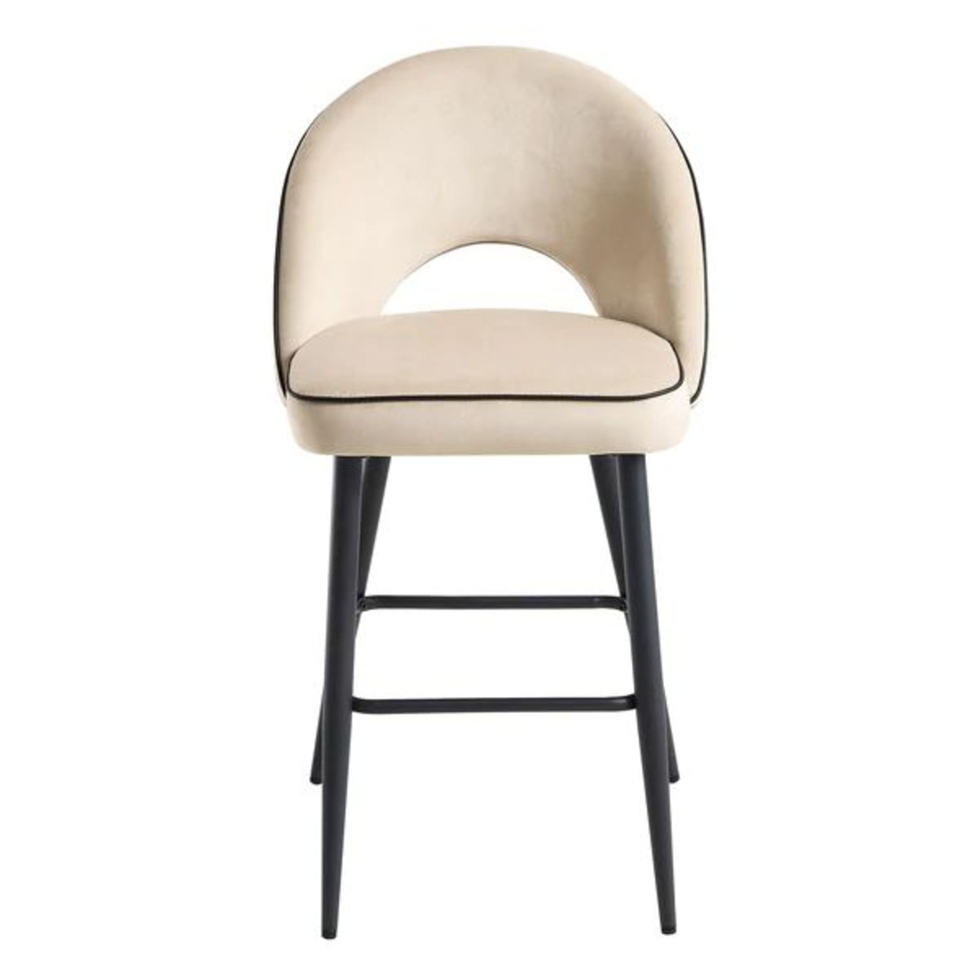 Oakley Set of 2 Champagne Velvet Upholstered Counter Stools with Contrast Piping. - ER29. RRP £239. - Image 2 of 2