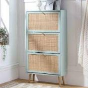 Frances Rattan 3 Tier Shoe Storage Cabinet, Mint. - ER30. RRP £219.99. The cabinet has 3 tiers