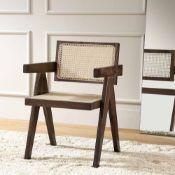 Jeanne Dark Walnut Cane Rattan Solid Beech Wood Dining Chair. - ER30. RRP £209.99. The cane rattan