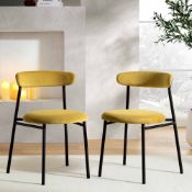 Donna Set of 2 Mustard Yellow Velvet Dining Chairs. -ER31. RRP £209.99. With slightly curved back