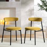 Donna Set of 2 Mustard Yellow Velvet Dining Chairs. -ER31. RRP £209.99. With slightly curved back