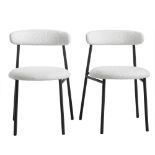 Donna Set of 2 White Boucle Dining Chairs. -ER30. RRP £199.99. With slightly curved back and round