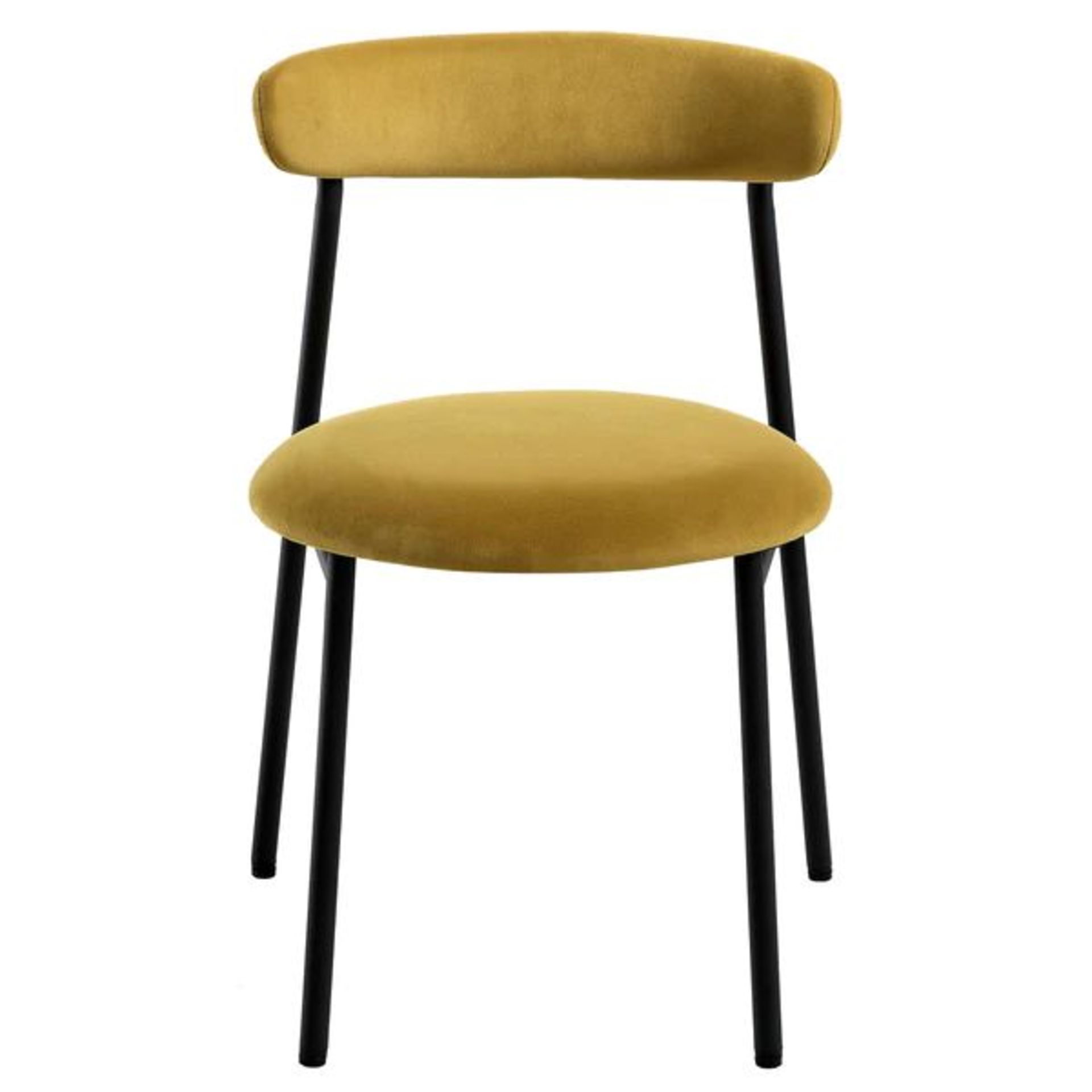 Donna Set of 2 Mustard Yellow Velvet Dining Chairs. -ER31. RRP £209.99. With slightly curved back - Image 2 of 2