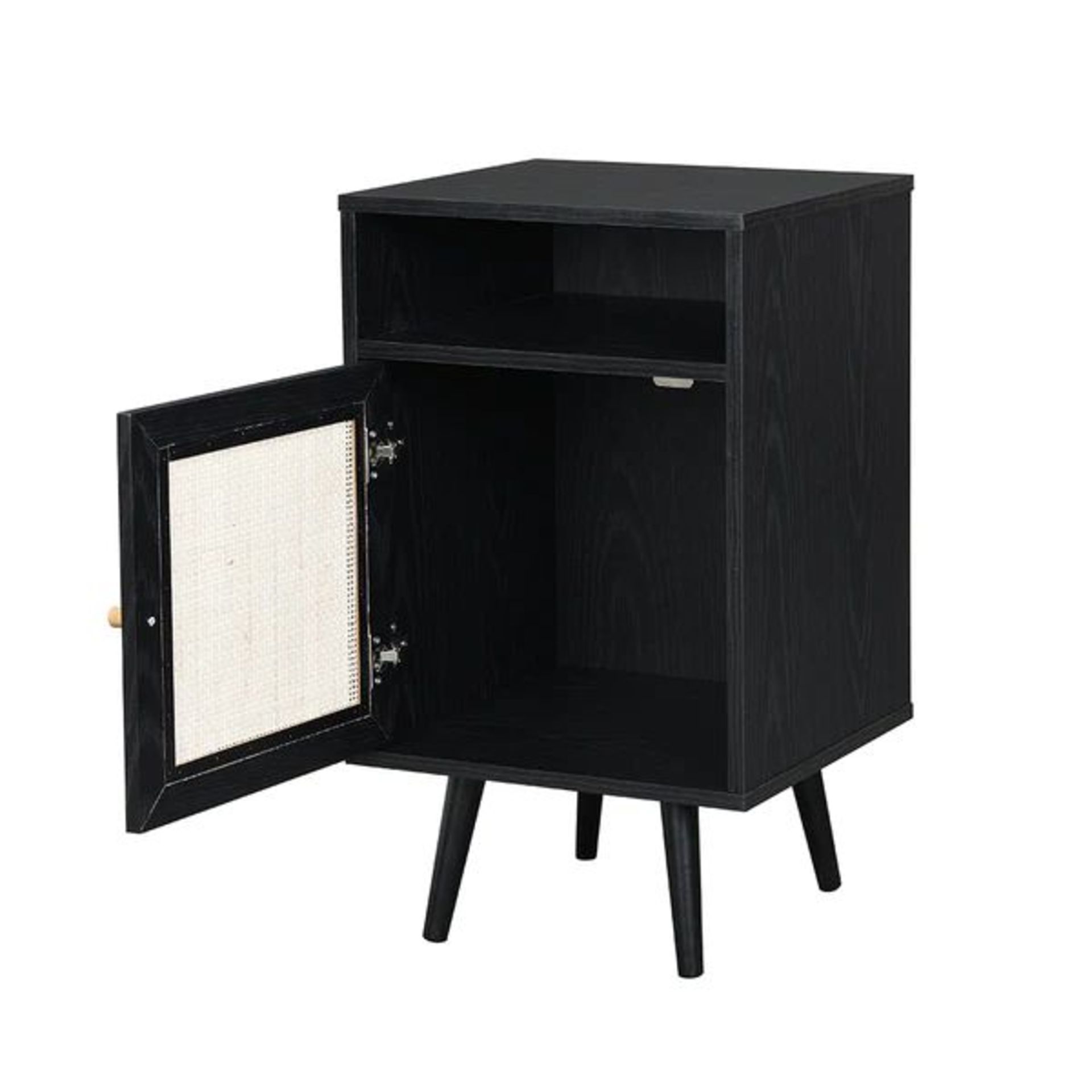 Frances Woven Rattan 1-Door Bedside Table in Black Colour. - ER31. RRP £139.99. Our Frances - Image 2 of 2