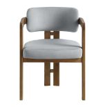 Stanford Curved Walnut Wood Frame Grey Velvet Chair. - ER30. RRP £259.99. Crafted from solid oak,