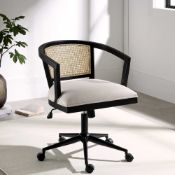 Lucia Natural Cane Swivel Desk Chair. - ER29. RRP £249.99. The chair frame is crafted from solid