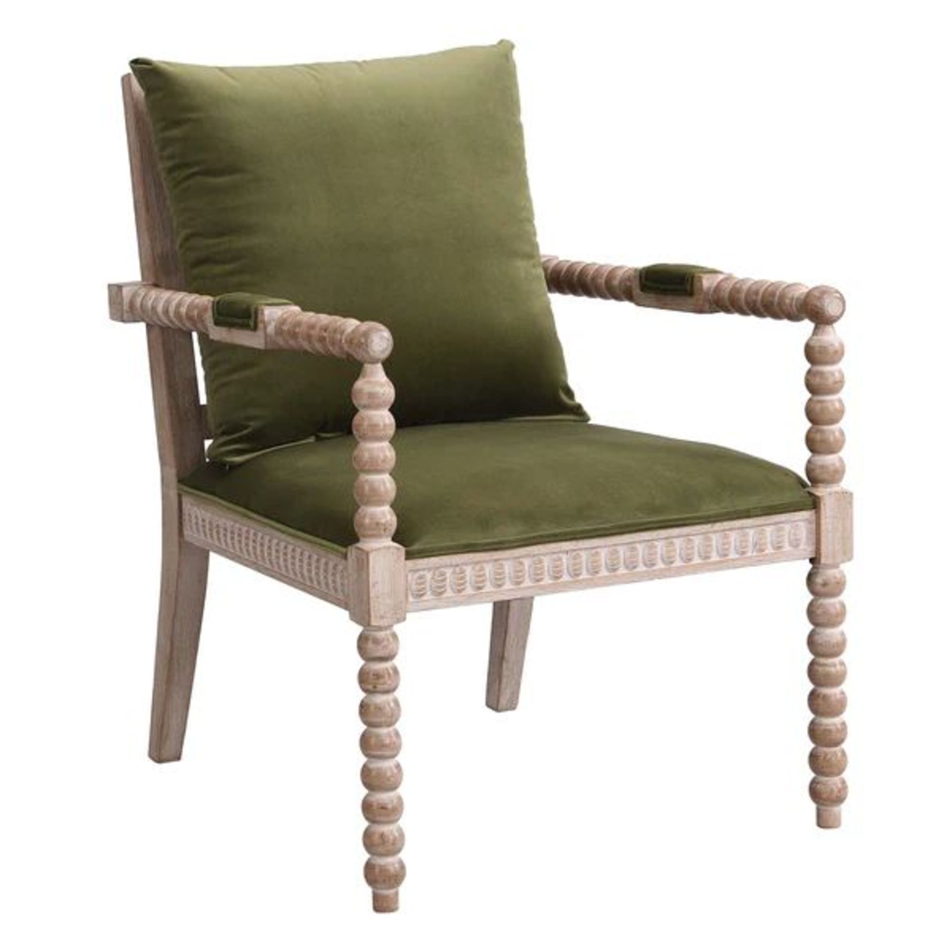 Hemingford Moss Green Velvet Bobbin Armchair. - ER30. RRP £299.99. Inspired by the 17th century - Image 2 of 2