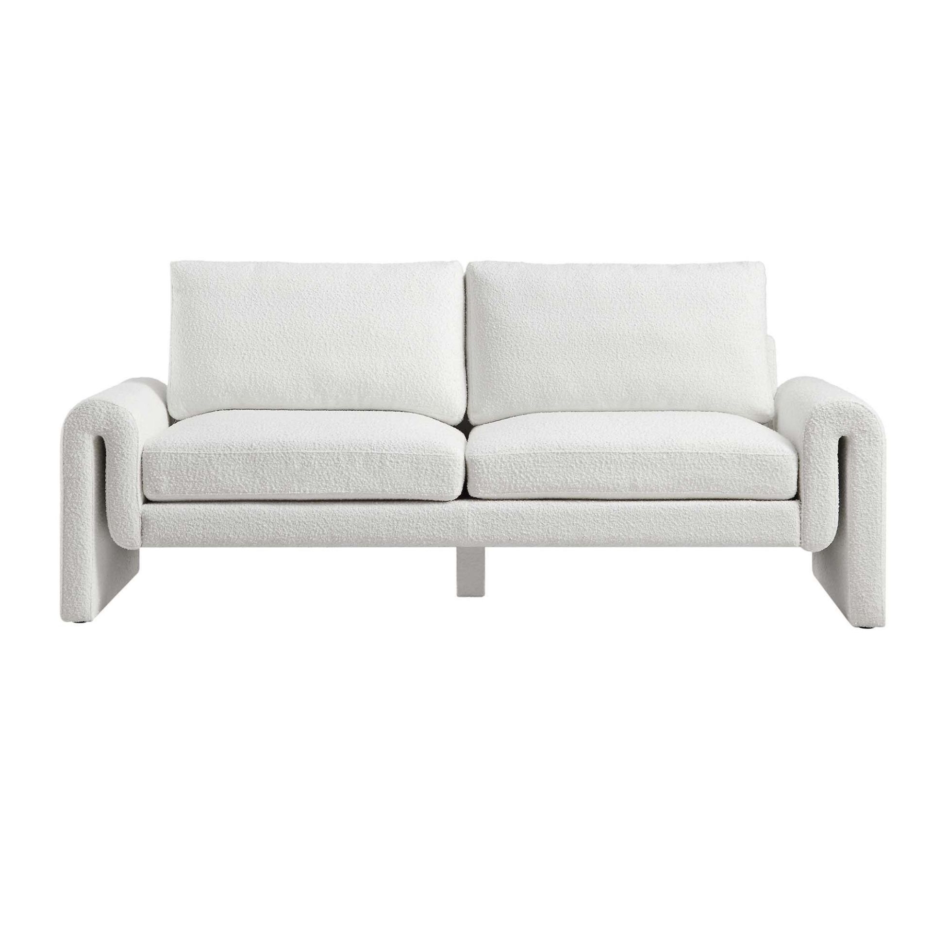 Hampstead White Boucle Curved 3-Seater Sofa. -ER23. RRP £679.99. Reinvigorating modernist style - Image 2 of 2