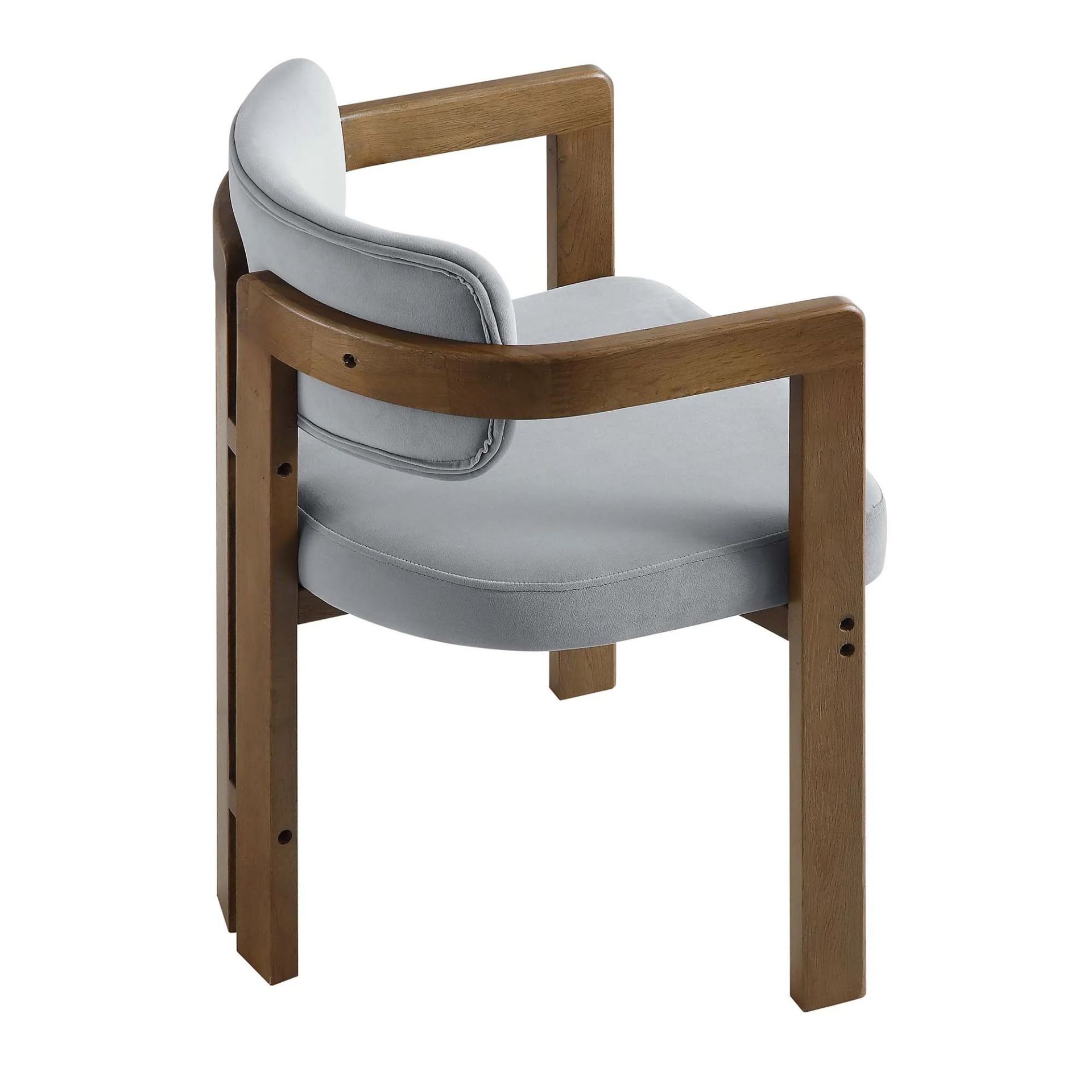 Stanford Curved Walnut Wood Frame Grey Velvet Chair. - ER30. RRP £259.99. Crafted from solid oak, - Bild 2 aus 2