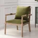 Hemingford Moss Green Velvet Bobbin Armchair. - ER30. RRP £299.99. Inspired by the 17th century