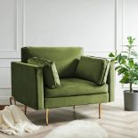 Pelham Moss Green Velvet Fabric Armchair. - ER30. RRP £439.99. Add a pop of rich colour to your