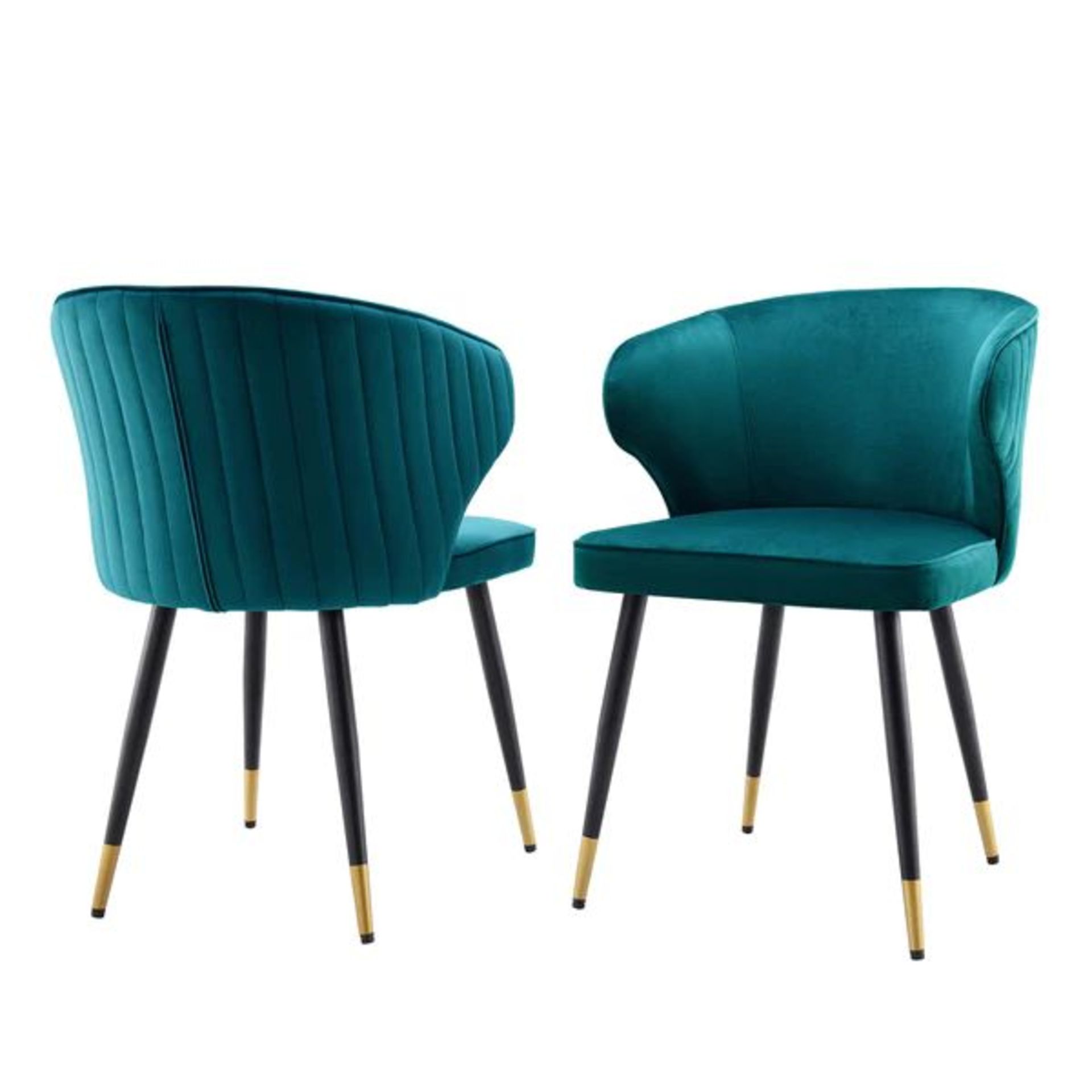 Langham Set of 2 Teal Velvet Upholstered Carver Dining Chairs. -ER31. RRP £269.99. Our Langham - Image 2 of 2