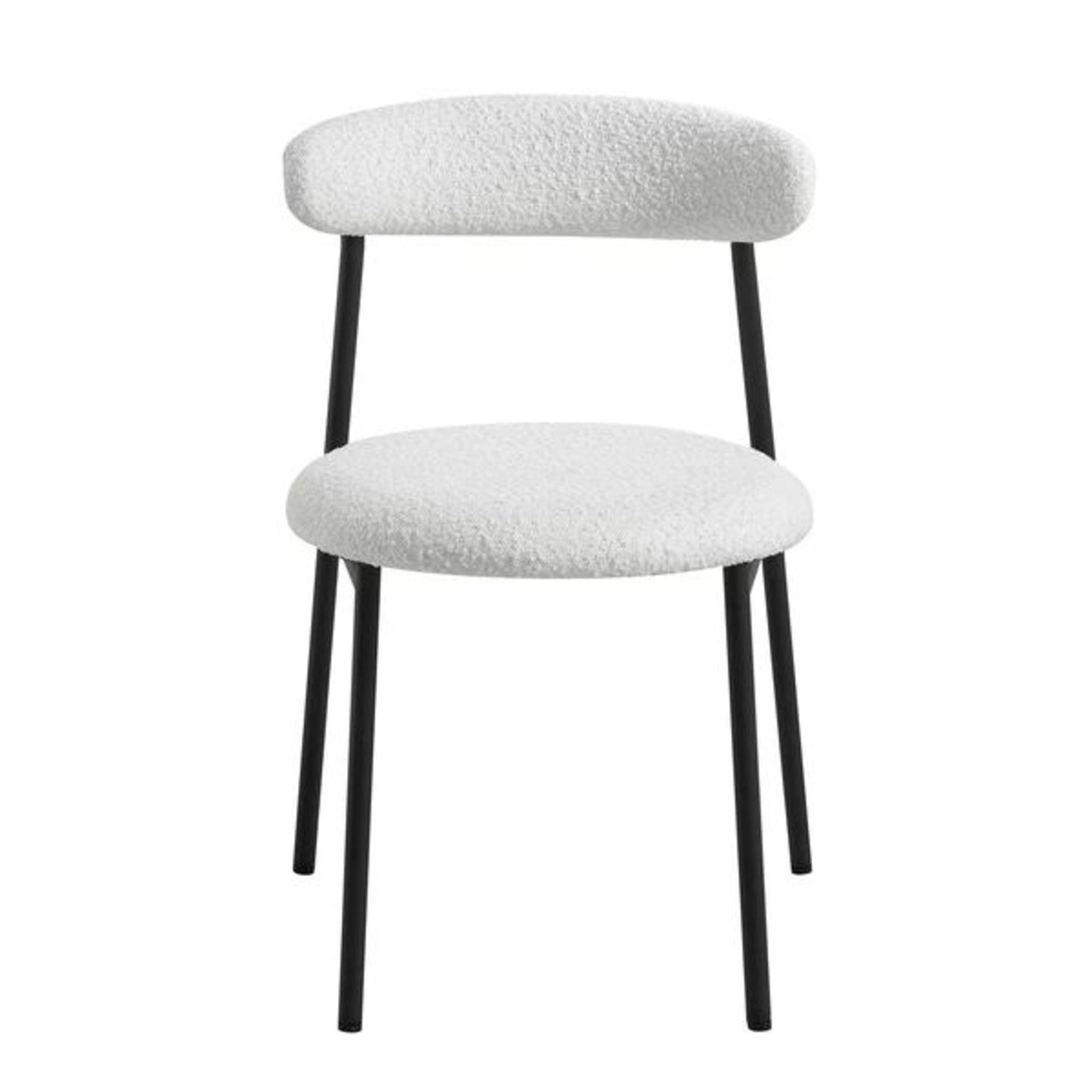 Donna Set of 2 White Boucle Dining Chairs. -ER30. RRP £199.99. With slightly curved back and round - Image 2 of 2