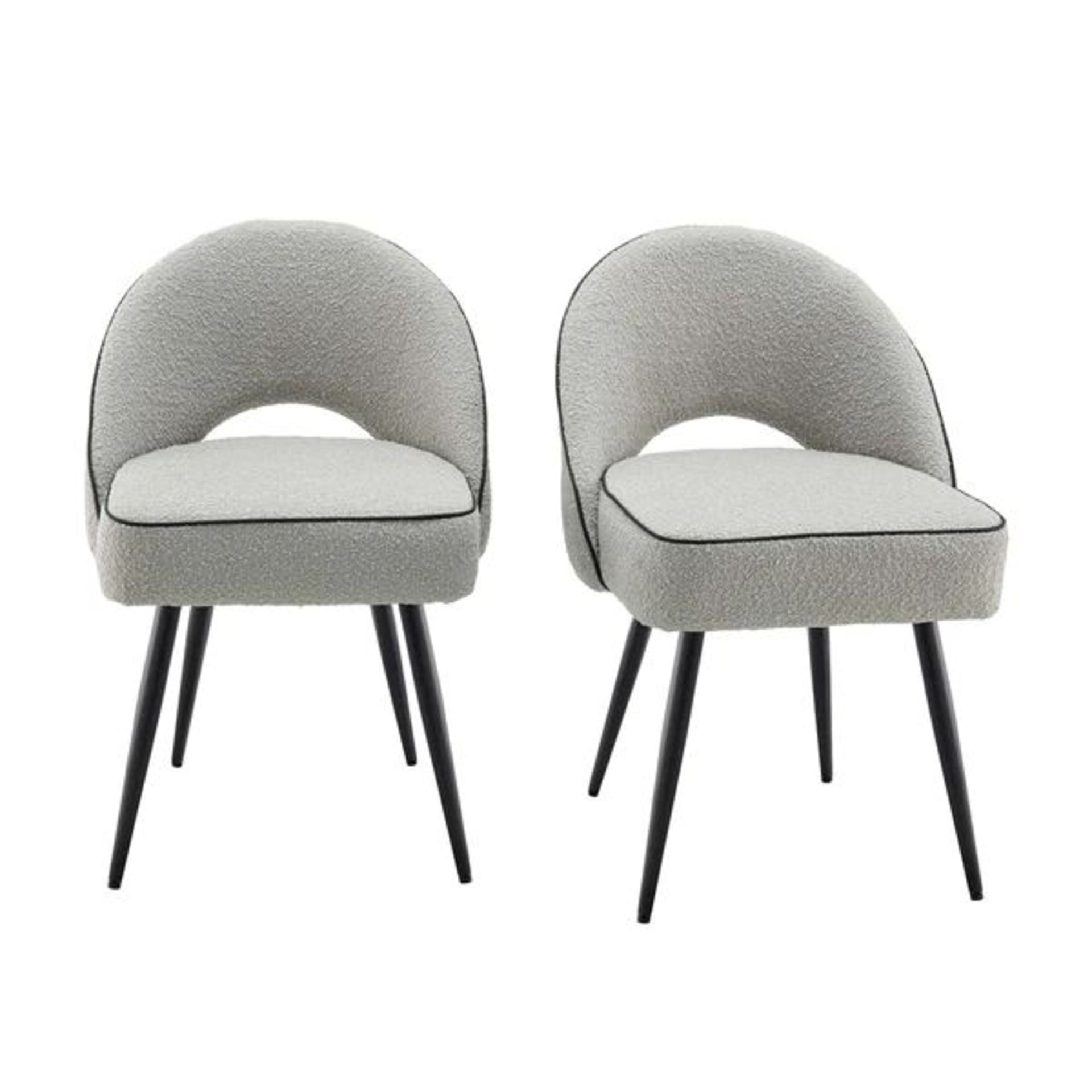 Oakley Set of 2 Grey Boucle Upholstered Dining Chairs with Piping. -ER30. RRP £299.99. Our beloved - Image 2 of 2