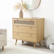 Anya Woven Rattan Chest of 3 Drawer in Natural Colour. - ER30. RRP £199.99. Our Anya drawer chest is