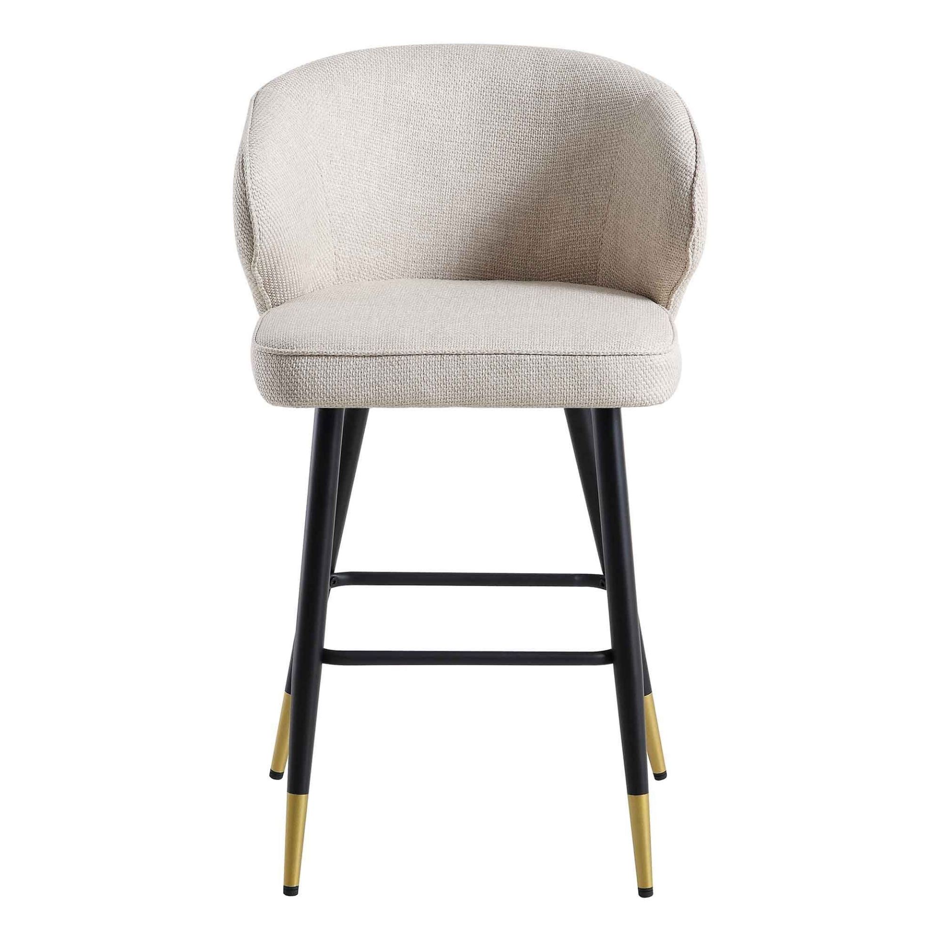 Langham Set of 2 Oatmeal Woven Fabric Upholstered Carver Counter Stools. - Er30. RRP £289.99. - Image 2 of 2