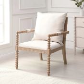 Hemingford Beige Fabric Bobbin Armchair. - ER30. RRP £299.99. Inspired by the 17th century style,