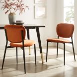 Kelmarsh Set of 2 Orange Velvet Upholstered Dining Chairs. -ER30. RRP £199.99. Our Kelmarsh dining