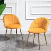 Milverton Pair of 2 Velvet Dining Chairs with Golden Chrome Legs (Mustard). - ER31. RRP £219.99. Our