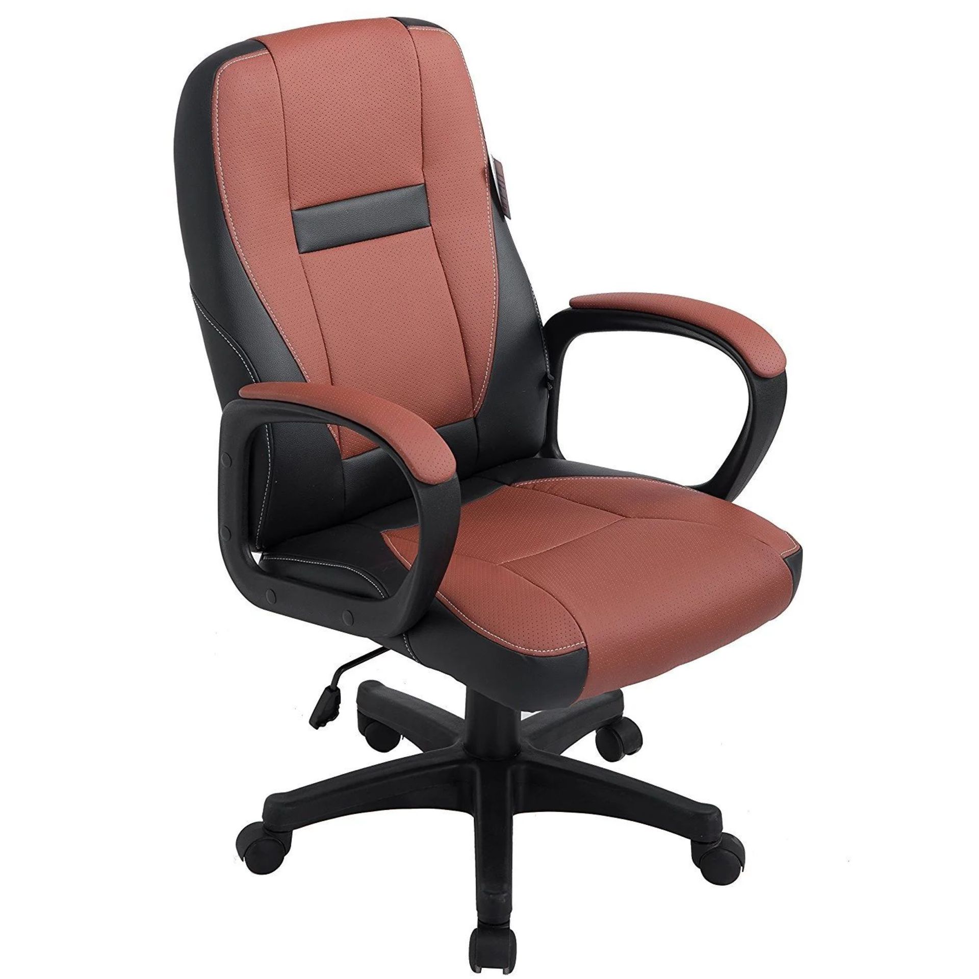 Swivel Office Desk Chair MO19 Brown PU Leather. - ER30.