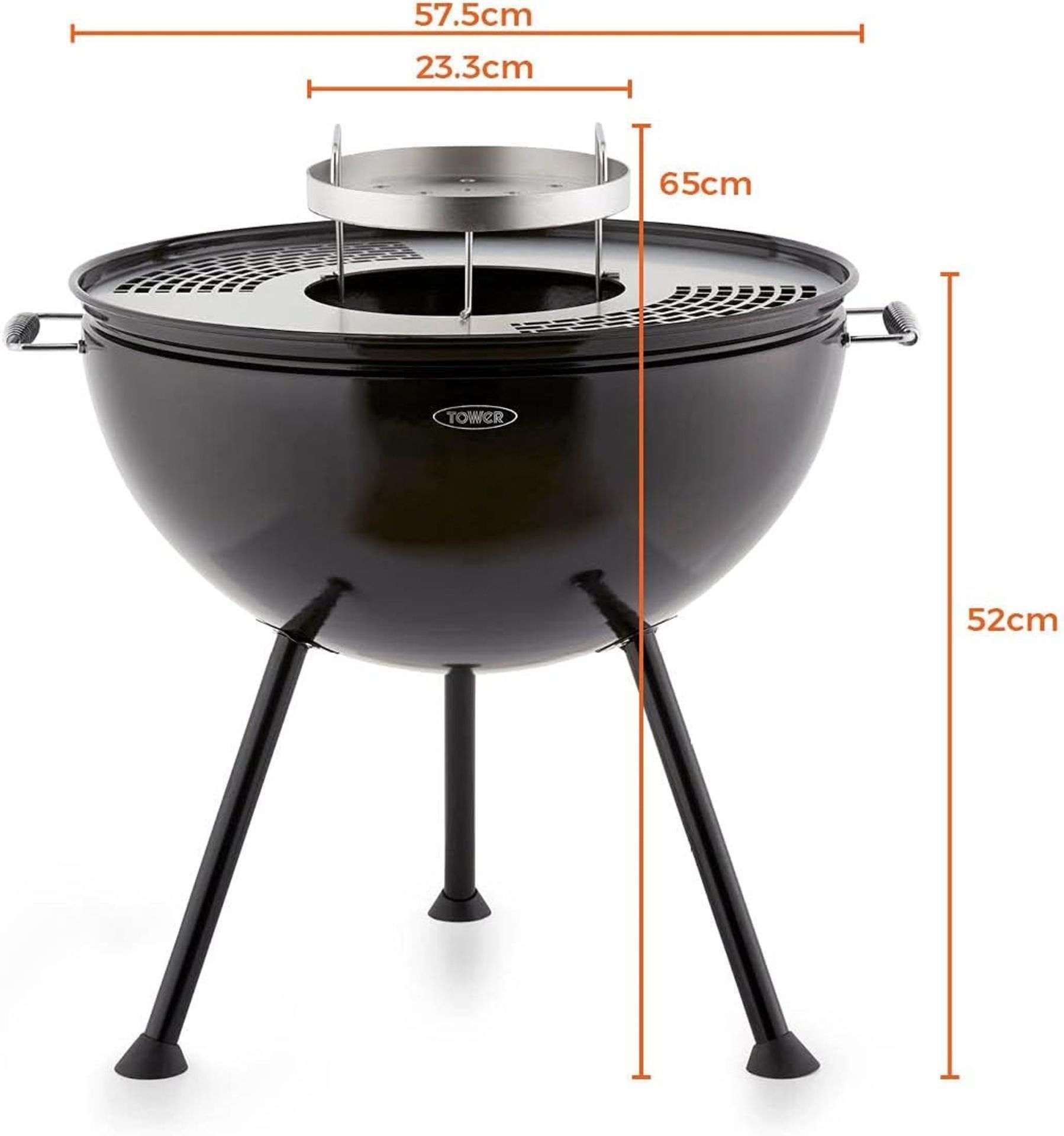Trade Lot 3 x New & Boxed Tower Sphere Fire Pit and BBQ Grill, Black. RRP £250 each. (VQ577). DUAL - Image 5 of 5