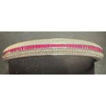 Sterling SIlver synthetic Ruby and Crystal Embedded Bangle