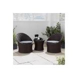 BRAND NEW LINEA 3 PIECE RATTAN EGG GARDEN SET, CONTEMPORARY OUTDOOR LIVING 3 PIECE SET FOR SUMMER