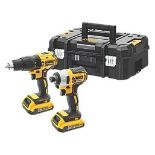 DEWALT DCK2060D2T-SFGB 18V 2 X 2.0AH LI-ION XR BRUSHLESS CORDLESS COMBI DRILL AND IMPACT DRIVER TWIN