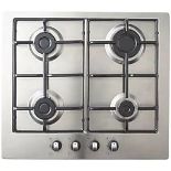 COOKE & LEWIS GAS HOB STAINLESS STEEL 58CM. -ER43. Stainless steel hob with 4 zones and the option