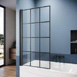 Black Grid Bath Screen 800x1400mm - ER46