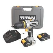 TITAN 18V 2 X 2.0AH LI-ION TXP CORDLESS COMBI DRILL. -ER42. Cordless combi drill with 2 variable