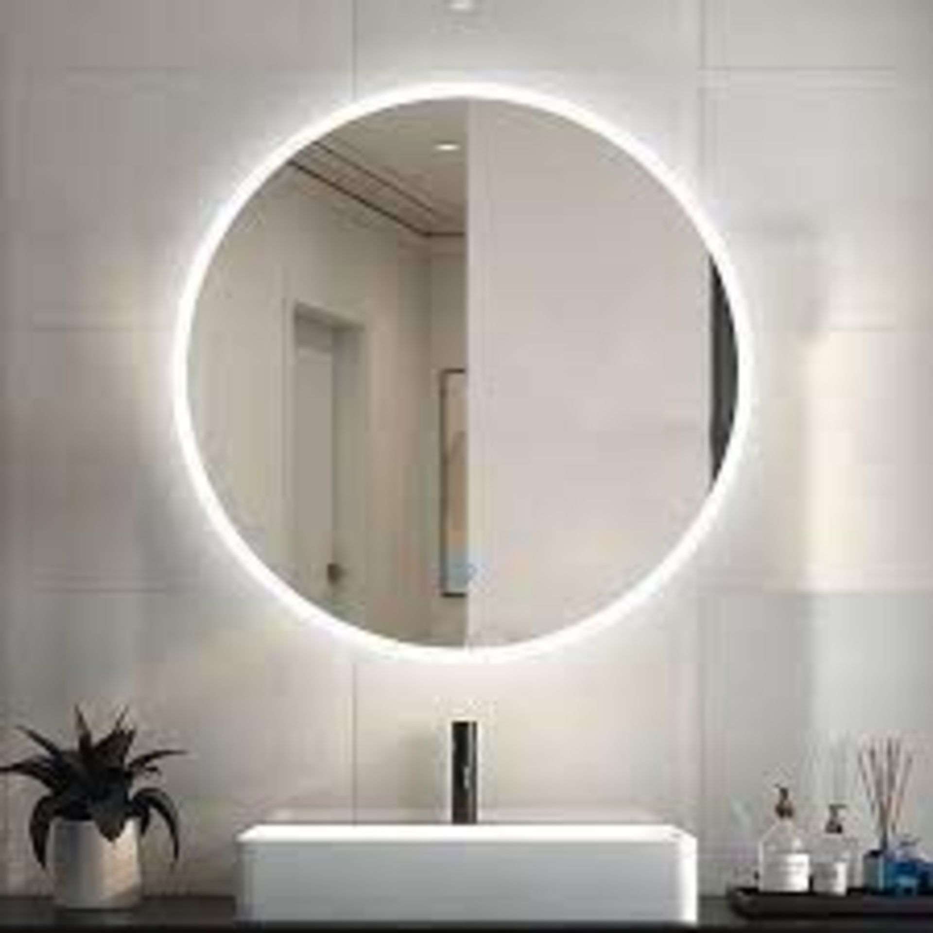 Round LED Bathroom Mirror with 3 Color Light Demister Pad. - ER46