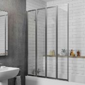Bathroom 4 Panel Folding Bath Shower Screen Chrome 1000mm 4mm Glass Reversible. - ER46