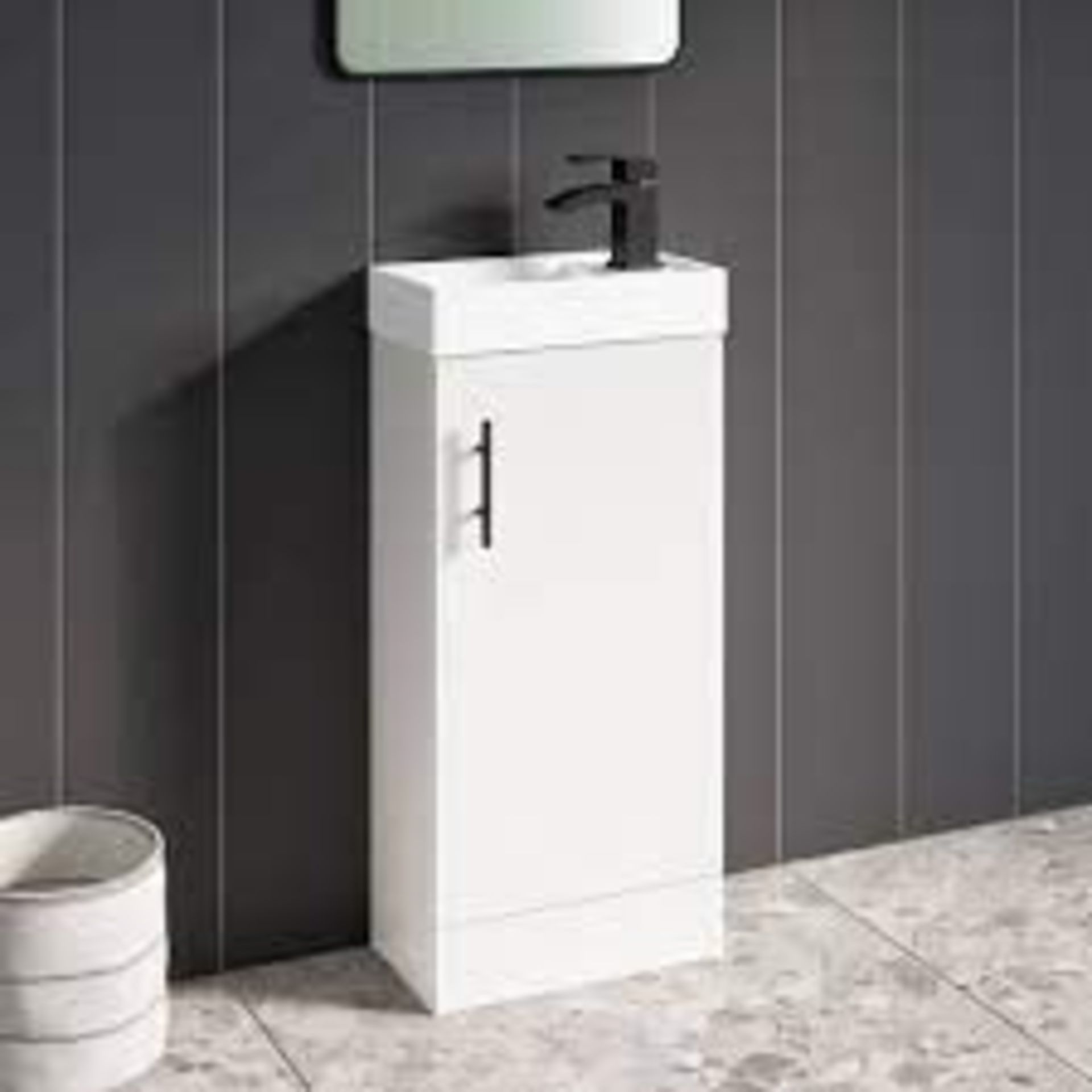 Maisie Compact 400mm Mini Cloakroom Floorstanding Vanity Sink - ER46