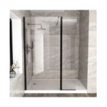 Samotha 6mm Tempered Glass Screen Flipper Return Panel Black for Walk-in Shower Enclosure. - ER46