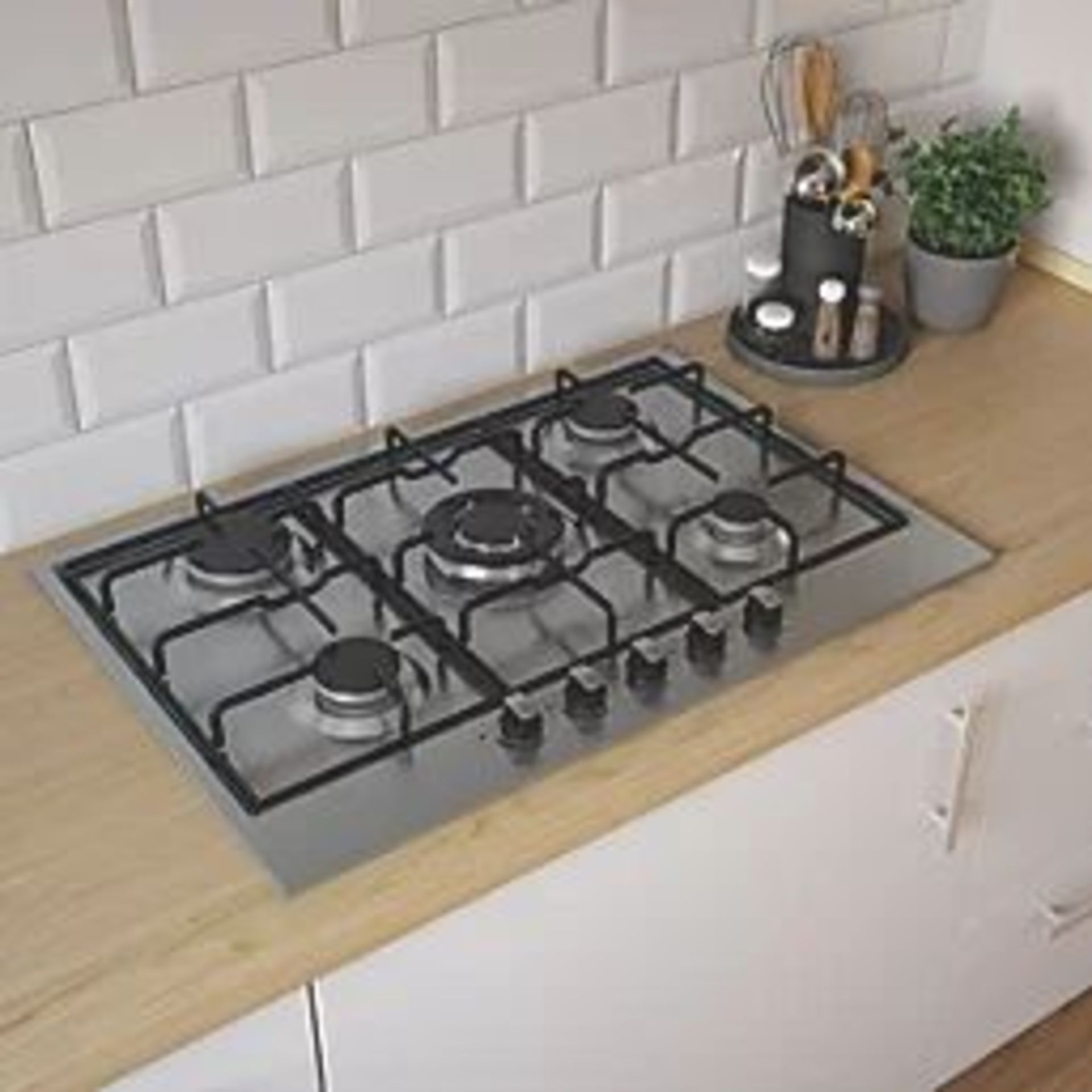 COOKE & LEWIS GAS HOB STAINLESS STEEL 75CM. -ER43