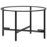 vidaXL Tea Table Black and Transparent 70 cm Tempered Glass. - ER46