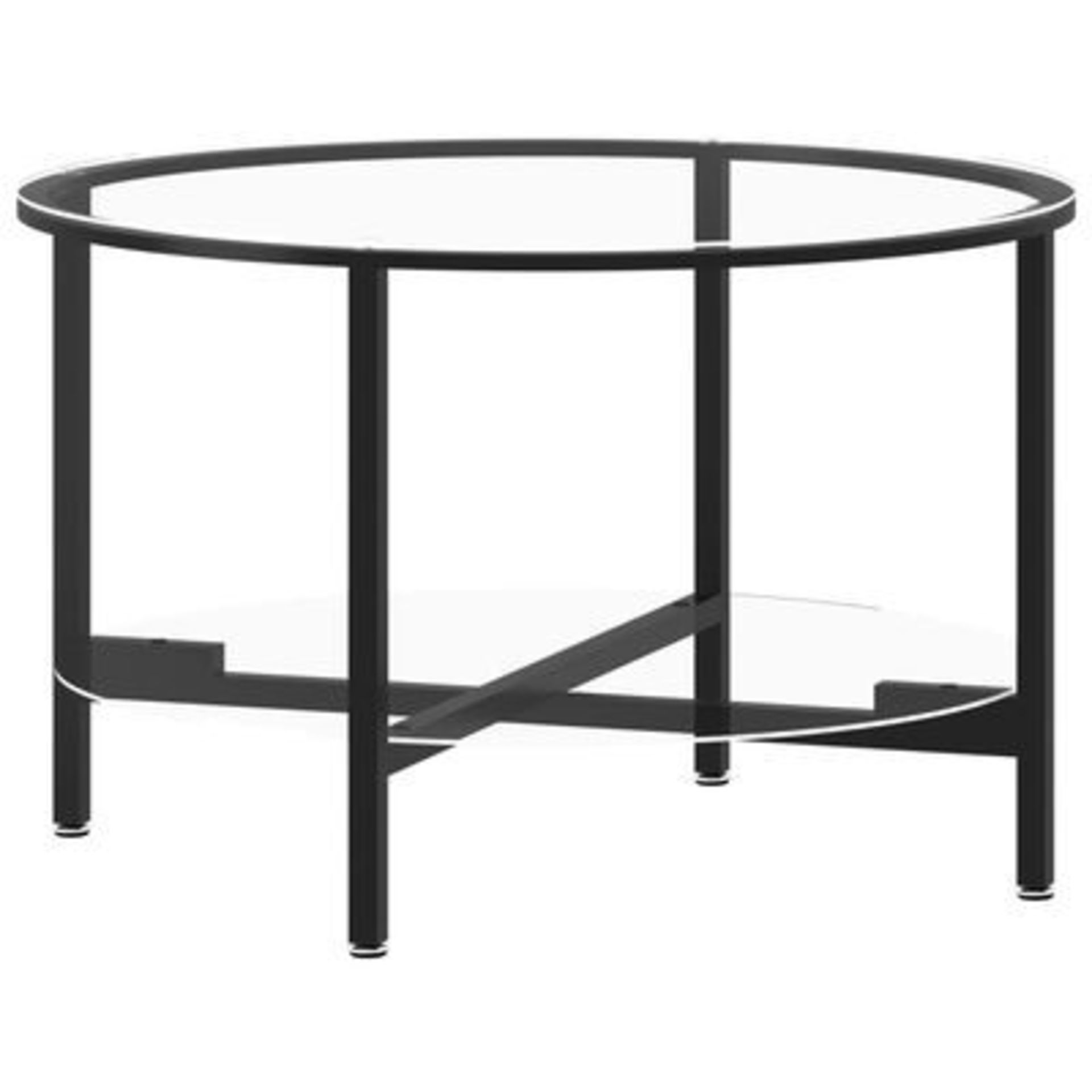 vidaXL Tea Table Black and Transparent 70 cm Tempered Glass. - ER46