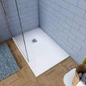 Aica Shower Enclosure Door Slate Effect White Shower Stone. -ER46