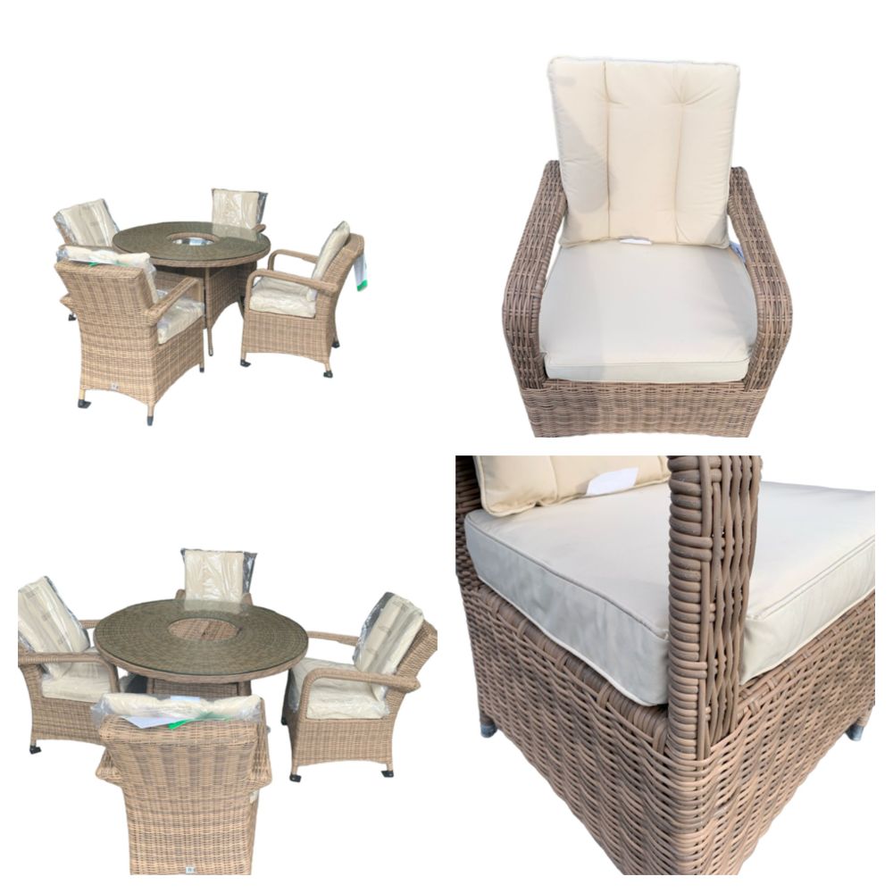 Liquidation of a Number of Brand New Luxury 4 Seat Rattan Dining Sets with Ice Bucket. Delivery Available