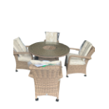 BRAND NEW 4 SEATER ROUND RATTAN DINING TABLE SET WITH ICE BUCKET AND WEATHER PROOF RAIN COVER.