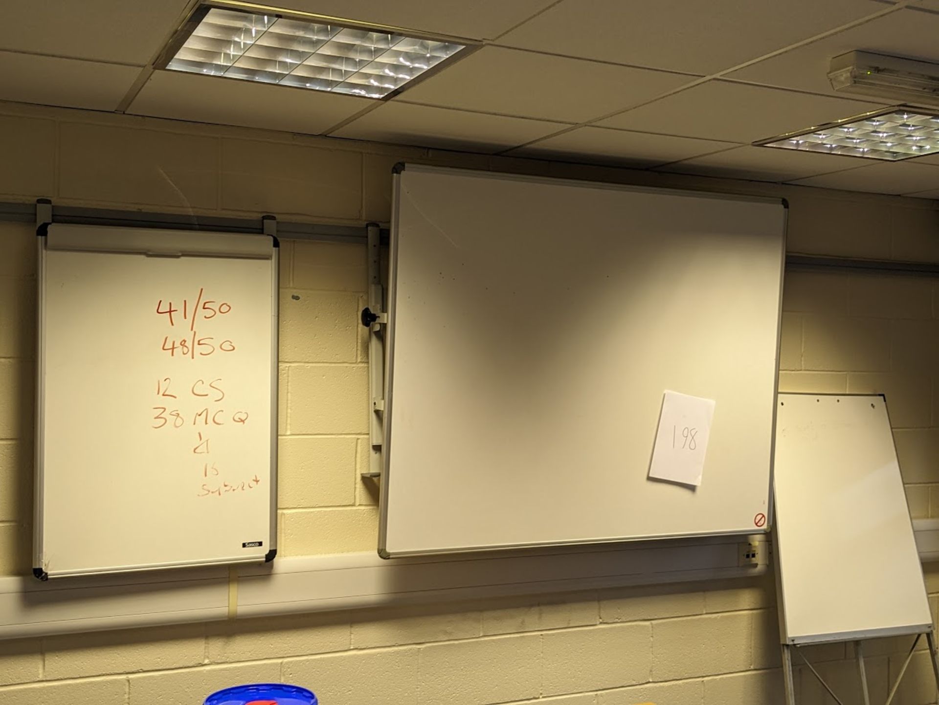 2 WHITEBOARDS ON LONG RAIL