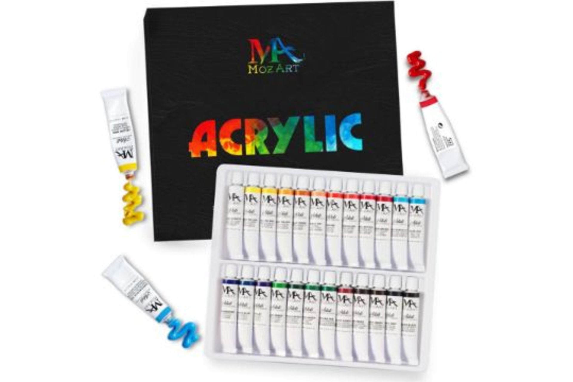 100 X BRAND NEW MOZART 24 COLOUR ACRYLIC ART PAINT SET FOR ARTISTS R1.10/2.4