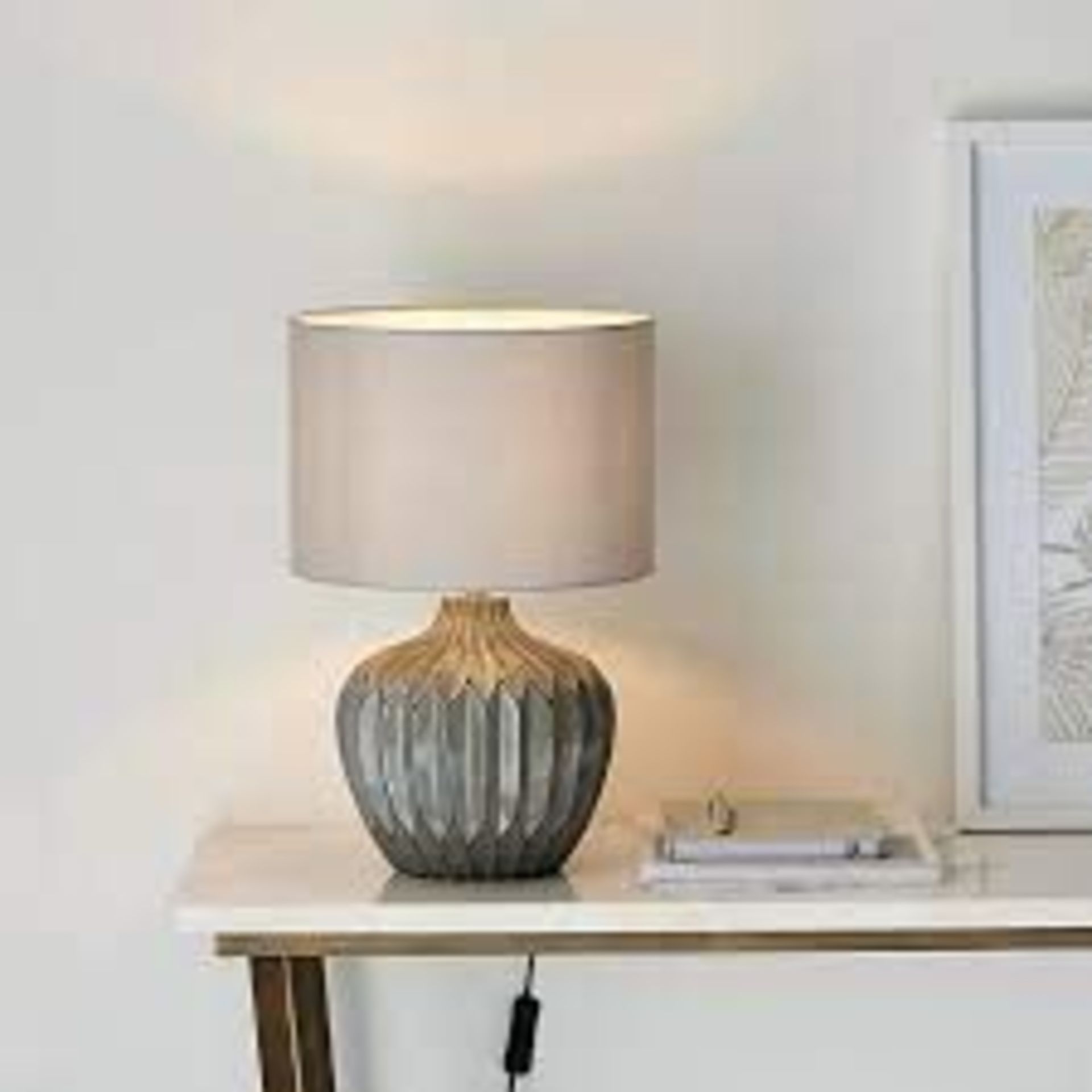 Harbour Studio Iris Ribbed Matt Grey Table light. - R14.12