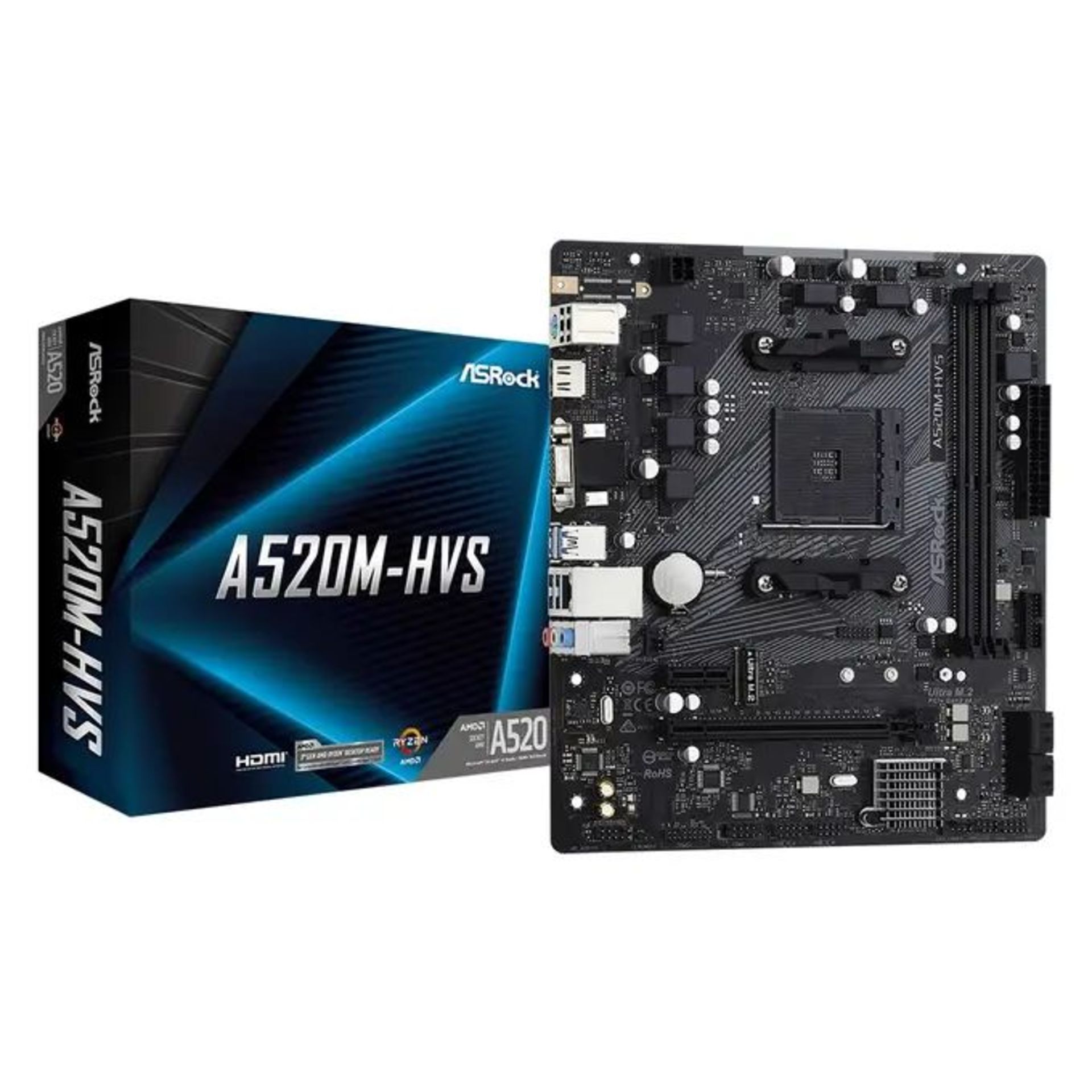 Asrock A520M-HVS AMD Ryzen DDR4 Micro ATX Motherboard - Socket AM4. - P2.